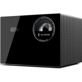 VALERION VisionMaster Max vidéoprojecteur courte focale, vue trois quarts face objectif et capteur autofocus