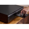 DENON DCD-3000NE lecteur SACD noir, gros plan tiroir ouvert avec disque inséré