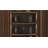MARANTZ AV 20 pré-amplificateur et amplificateur noirs dans meuble hi-fi en bois, vue de face