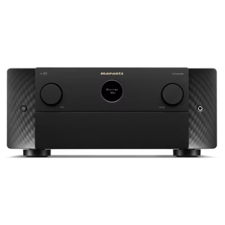 MARANTZ AV 30 préamplificateur AV, vue de face finition noire écran OLED et deux molettes rotatives
