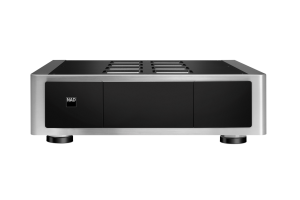 NAD M23 V2 amplificateur de puissance HI-FI, vue de face finition aluminium brossé et façade noire