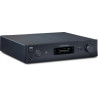 NAD C379 amplificateur DAC hybride, vue de trois quarts finition noire avec façade et écran OLED