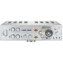 ROSE RA180 amplificateur intégré hi-fi, façade argent vumètres et molette centrale vue de face