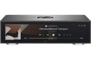 ROSE RS130 lecteur réseau finition noire, façade avec écran large et pieds aluminium