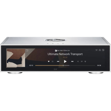 ROSE RS130 lecteur réseau argent, façade écran tactile affichage lecture en cours
