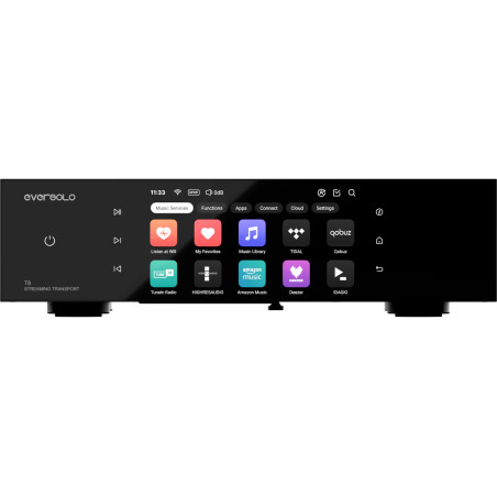 EVER SOLO EVERSOLO T8 lecteur réseau streaming, vue de face écran tactile couleur services musicaux