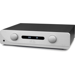 ATOLL IN300 EVO amplificateur intégré HI-FI finition aluminium, vue trois quarts façade avec afficheur OLED