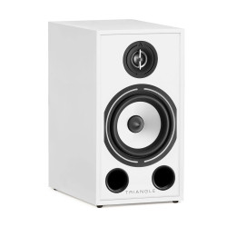 TRIANGLE BOREA BR03 enceinte bibliothèque blanche, vue de trois quarts tweeter et woofer apparents