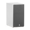 TRIANGLE BOREA BR03 enceinte bibliothèque blanche, vue de trois quarts avec grille tissu grise