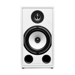 TRIANGLE BOREA BR03 enceinte bibliothèque blanche, vue de face tweeter woofer et évents bass-reflex