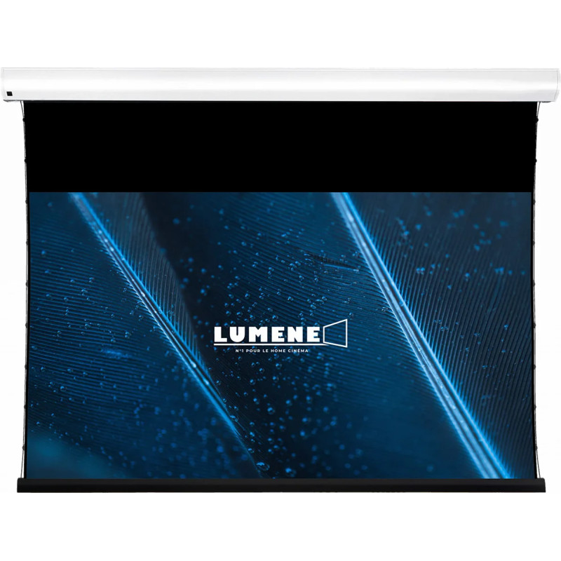 LUMENE COLISEUM Extra Bright LT 16/9 écran tensionné motorisé, coffre blanc et toile déroulée face