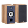 TRIANGLE BOREA BR04 paire enceintes bibliothèque HI-FI finition bleu chêne, vue trois quarts avec et sans grille