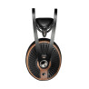 MEZE 105 SILVA casque hi-fi, vue de profil coque bois avec grille ventilée et logo