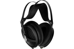 MEZE EMPYREAN II casque haute fidélité circum-aural ouvert, arceau carbone et coussinets cuir vue trois quarts