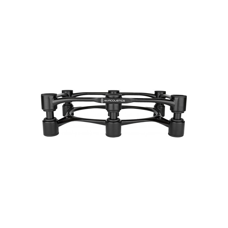 ISO ACOUSTICS ISOACOUSTICS APERTA 300 isolateur acoustique noir pour enceinte, vue de face structure en aluminium