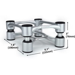 ISO ACOUSTICS ISOACOUSTICS APERTA (Paire) Argent isolateurs avec dimensions 190x155x76mm indiquées