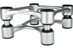 ISO ACOUSTICS ISOACOUSTICS APERTA (Paire) finition Argent isolateurs acoustiques aluminium vue trois quarts