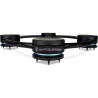 ISO ACOUSTICS ISOACOUSTICS APERTA SUB XL isolateur acoustique, vue de trois quarts structure noire et anneaux bleus