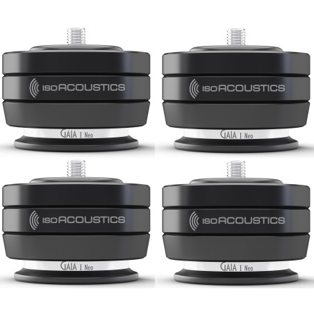 ISO ACOUSTICS GAIA I Neo (x4) Noir isolateurs acoustiques pour enceintes, set de 4 pieds découplants vue de face