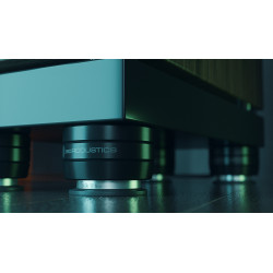 ISO ACOUSTICS GAIA I Neo Noir isolateurs sous enceinte colonne, vue rapprochée au sol
