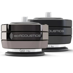 ISO ACOUSTICS ISOACOUSTICS GAIA I Neo (x4) Argent isolateurs enceintes, paire vue trois quarts filetage apparent