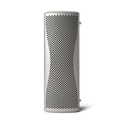KEF MUO enceinte Bluetooth portable finition argent, vue de face grille métallique perforée