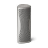 KEF MUO enceinte Bluetooth argent, vue trois quarts avec logo KEF et commandes sur le dessus