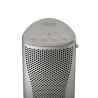 KEF MUO enceinte Bluetooth argent, détail panneau supérieur boutons marche lecture et volume