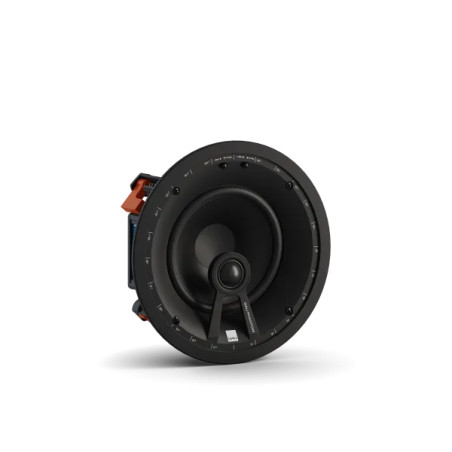 DALI PHANTOM E-60-WR enceinte encastrable plafond, vue trois quarts grille ronde noire et châssis