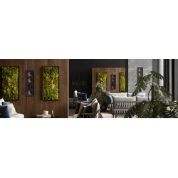 DALI PHANTOM M-375 enceinte encastrable, mise en situation salon avec panneaux muraux décoratifs