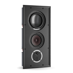 DALI PHANTOM S-180 enceinte encastrable murale, vue trois quarts woofer fibre et médium cône rouge