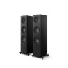 KEF Q7 META enceinte colonne hi-fi noire, paire vue trois quarts avec haut-parleurs Uni-Q et graves