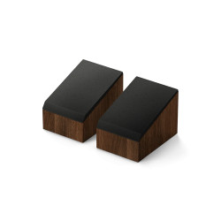 KEF Q8 META enceinte Atmos finition noyer, paire vue arrière dessus incliné caisson bois