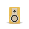 DALI KUPID enceinte bibliothèque Hi-Fi jaune, vue de face tweeter dôme et haut-parleur médium-grave