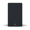 DALI KUPID enceinte bibliothèque HI-FI bleue, vue de face avec cache tissu noir et logo doré