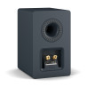 DALI KUPID enceinte bibliothèque HI-FI bleue, vue arrière trois quarts évent bass-reflex et bornier