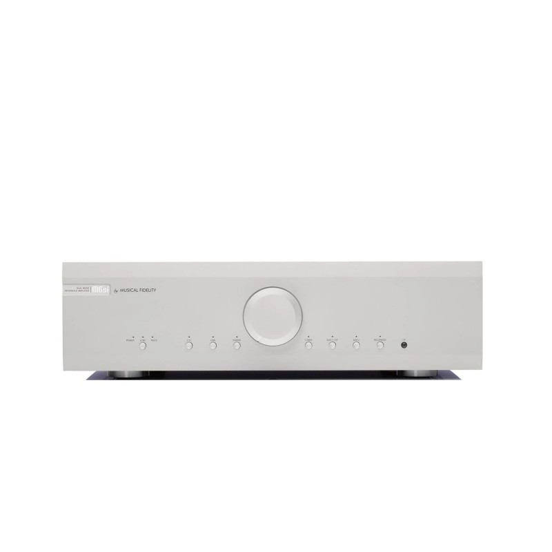 MUSICAL FIDELITY M6Si amplificateur intégré HI-FI finition argent, vue de face avec gros bouton volume central