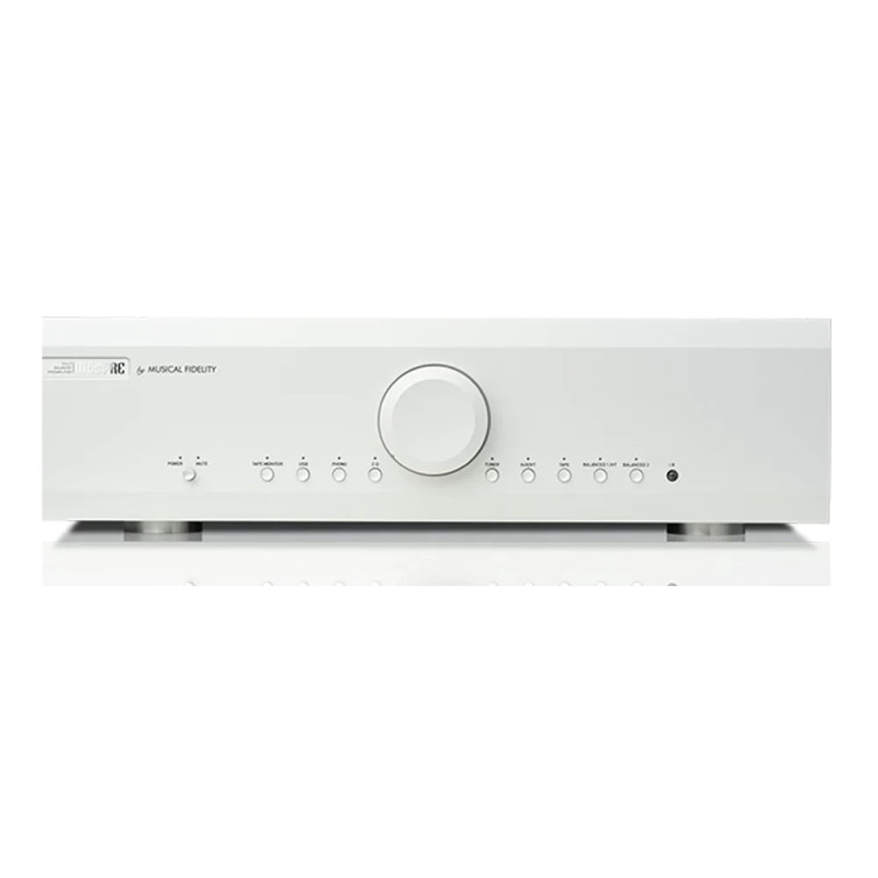 Musical Fidelity M6s PRE préamplificateur hi-fi argent, vue de face façade aluminium bouton volume central