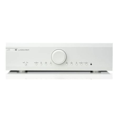 Musical Fidelity M6s PRE préamplificateur hi-fi argent, vue de face façade aluminium bouton volume central