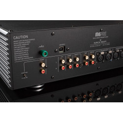 MUSICAL FIDELITY M6s PRE préamplificateur hi-fi noir, panneau arrière avec connecteurs RCA, XLR équilibrés, entrée USB et pri