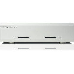 MUSICAL FIDELITY M6s PRX amplificateur de puissance HI-FI finition argent, vue de face boutons power et mute