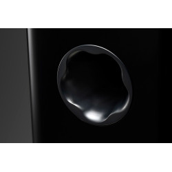 YAMAHA NS600A détail de l'évent bass reflex profilé à surface ondulée