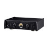 TEAC PE-505 préamplificateur phono noir, vue trois quarts façade alu brossé vumètre et boutons rotatifs