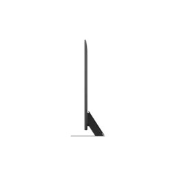 LG 75QNED86A6A TV MiniLED 75 pouces, vue de profil dalle fine et pied arrière