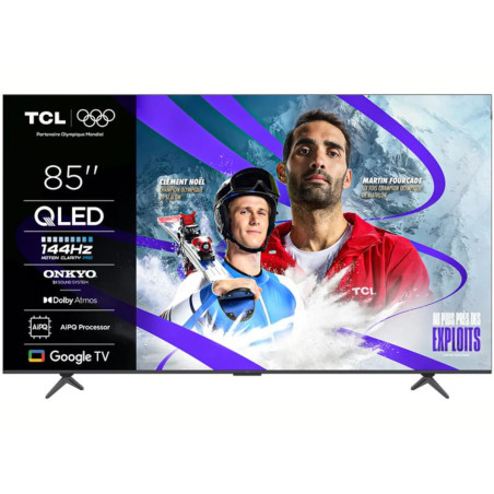 TCL 85P8K TV QLED 85 pouces 144Hz, écran Google TV Dolby Atmos et processeur AiPQ vue de face