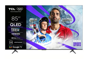TCL 85P8K TV QLED 85 pouces 144Hz, écran Google TV Dolby Atmos et processeur AiPQ vue de face