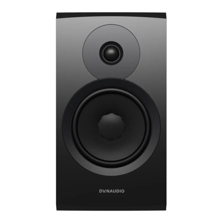 DYNAUDIO EMIT 20 enceinte bibliothèque finition noyer, vue de face baffle noir avec tweeter et woofer