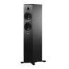 DYNAUDIO EMIT 30 enceinte colonne noir satin, vue de trois quarts avant avec socle