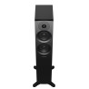 DYNAUDIO EMIT 30 enceinte colonne noir satin, vue de face en plongée sur socle croisé