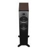 DYNAUDIO EMIT 30 enceinte colonne noyer, vue en contre-plongée sur les haut-parleurs et tweeter
